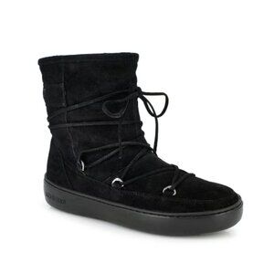 NWOB Tecnica Moon Boot Pulse Mid Black Nubuck Leather Snow Boots Women's Size 10